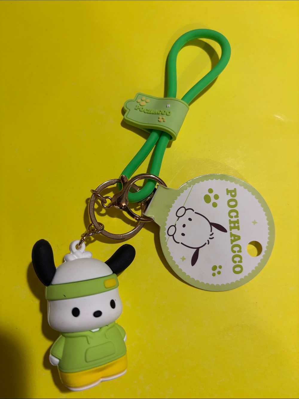 Sanrio Pochacco Green Silicone Keychain Charm